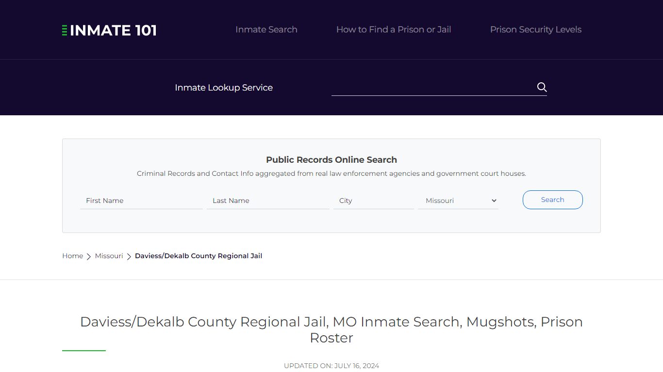 Daviess/Dekalb County Regional Jail, MO Inmate Search, Mugshots, Prison ...